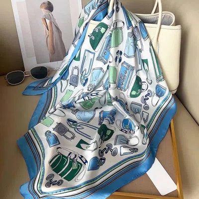 Truedames Fashion Accessories Print Square Bandana Scarf In Blue