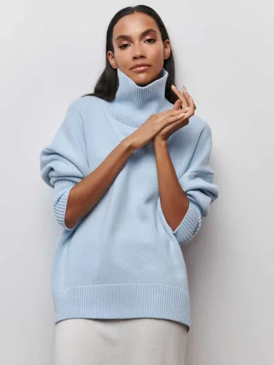 Truedames Fashion Pink Solid Warm Thick Loose Sweater Women Elegant O-neck Long Sleeve Knitted Pullover Top Au In Blue
