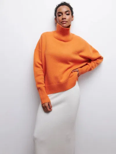 Truedames Fashion Pink Solid Warm Thick Loose Sweater Women Elegant O-neck Long Sleeve Knitted Pullover Top Au In Orange