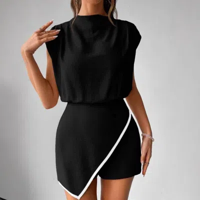 Truedames Fashion Women's Sleeveless Solid Short Jumpsuit Minimalist Romper In Black