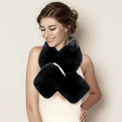 Truedames Faux Fur Bling Pull Through Scarf In Black