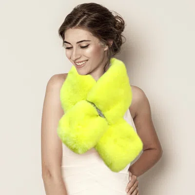 Truedames Faux Fur Bling Pull Through Scarf In Green