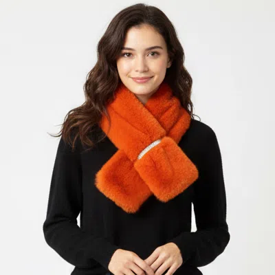Truedames Faux Fur Bling Pull Through Scarf In Orange