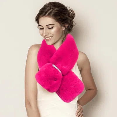 Truedames Faux Fur Bling Pull Through Scarf In Pink
