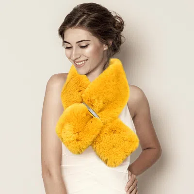 Truedames Faux Fur Bling Pull Through Scarf In Yellow