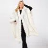 Truedames Faux Fur Collar And Trim Cape With Closure In Pattern