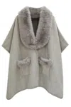 Truedames Faux Fur Collar Kimono In Gold