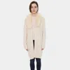 Truedames Faux Fur Collar Solid Color Cardigan In Neutral