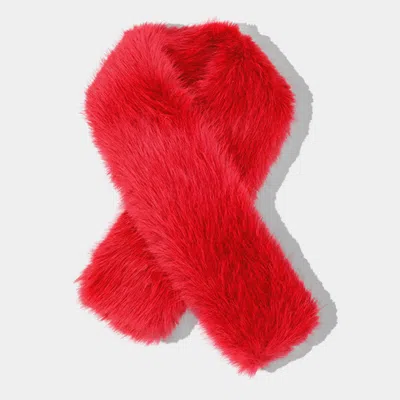 Truedames Faux Fur Fluffy Scarf In Red