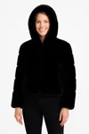 Truedames Faux Fur Hooded Jacket In Black
