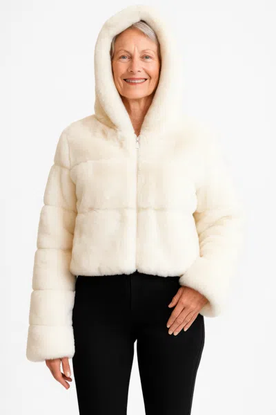 Truedames Faux Fur Hooded Jacket In White