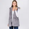 Truedames Faux Fur Hooded Vest In Gray