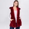 Truedames Faux Fur Hooded Vest In White