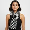 Truedames Faux Fur Plush Checkered Pull Through Scarf In Brown