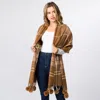 Truedames Faux Fur Pom Pom Tassel Plaid Scarf In Multi