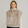 Truedames Faux Fur Rib Sleeve Vest In Neutral