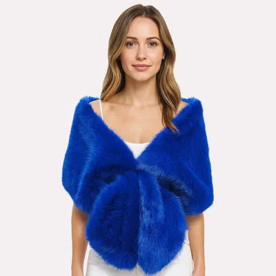 Truedames Faux Fur Shawl Wrap Poncho In Blue