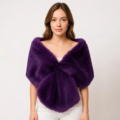 Truedames Faux Fur Shawl Wrap Poncho In Purple