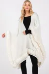 Truedames Faux Fur Trim Cape With Closure In Neutral