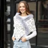 Truedames Faux Fur Trim Leopard Pattern Shawl Wrap In Purple