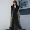 Truedames Faux Fur Trim Party Work Night Out Long Vest In Green