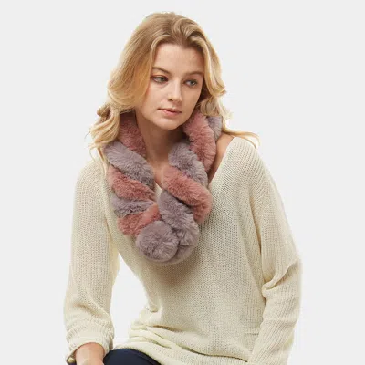 Truedames Faux Fur Twisted Pull Through Scarf In Green