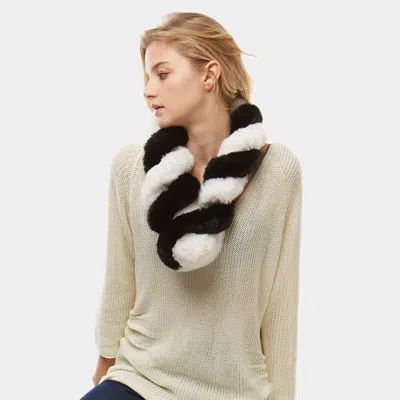 Truedames Faux Fur Twisted Pull Through Scarf In Sand