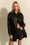 Truedames Faux Leather Button Up Jacket With Chest Pockets In Black