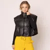 Truedames Faux Leather Padded Vest In Black