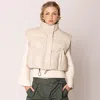 Truedames Faux Leather Padded Vest In Multi
