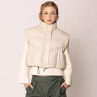 Truedames Faux Leather Padded Vest In Multi