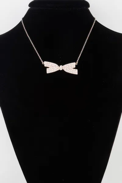 Truedames Faux Pearl Bow Necklace In Gold