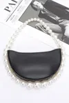 Truedames Faux Pearl Handle Half Moon Bag In Black