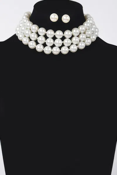 Truedames Faux Pearl Necklace W/earring In Black