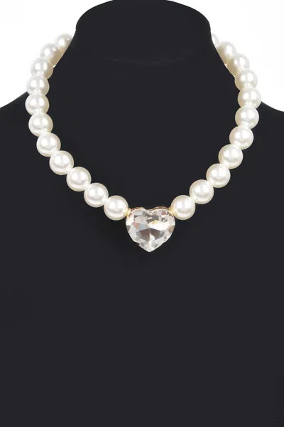 Truedames Faux Pearl Stone Necklace In White