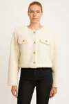 Truedames Faux Shearling Button-front Cropped Jacket In White
