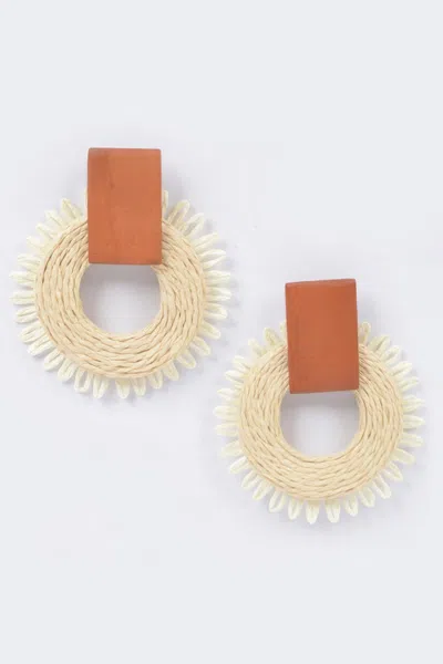 Truedames Faux Straw Round Earring In Multi