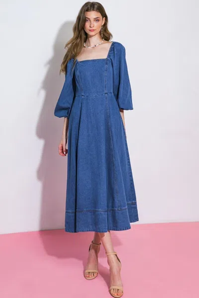 Truedames Feelin's Groovy Denim Midi Dress In Blue
