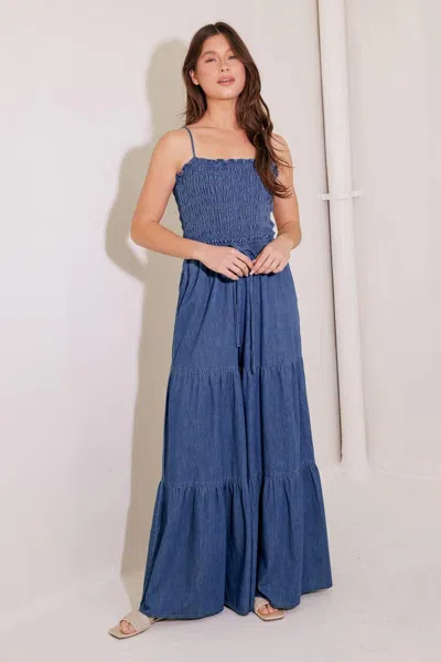Truedames Feeling Free Indigo Denim Jumpsuit In Blue