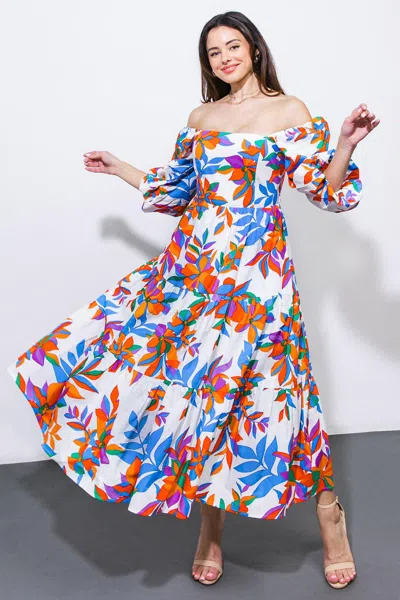 Truedames Feeling Optimistic Woven Midi Dress In Multi