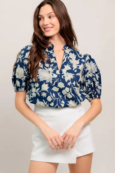 Truedames Feeling Romantic Woven Top In Blue