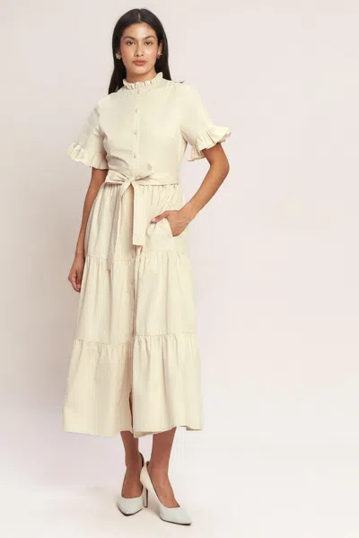Truedames Feels Like A Compliment Woven Midi Dress In Neutral