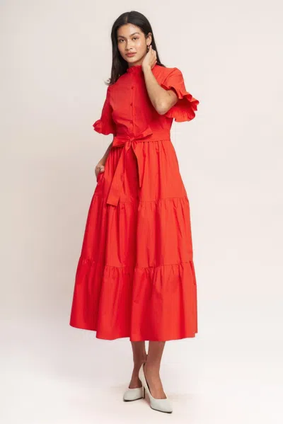 Truedames Feels Like A Compliment Woven Midi Dress In Orange