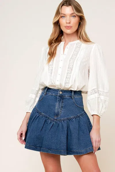 Truedames Fenicia Indigo Denim Mini Skort In Blue
