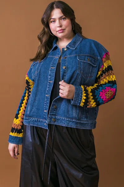 Truedames Festival Weave Washed Denim Jacket In Blue