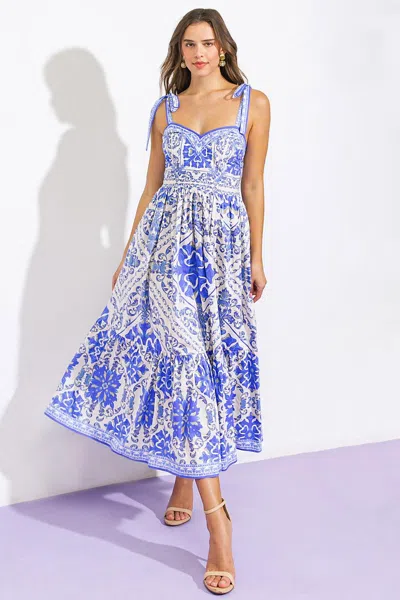Truedames Finding My Peace Woven Midi Dress In Blue
