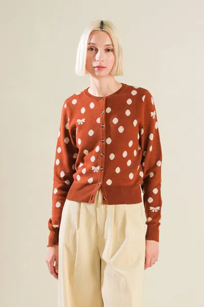 Truedames Finer Things Sweater Cardigan In Brown