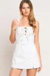 Truedames First Date Woven Skort Romper In Multi