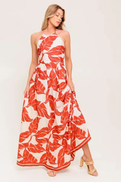 Truedames First Glance Red Woven Midi Dress In Multi