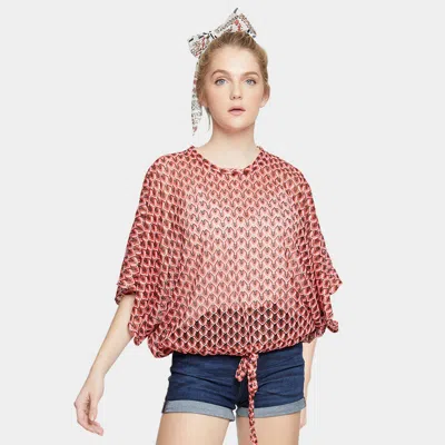Truedames Fish Net Tie Top In Red